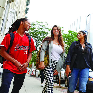 Students walking on campus