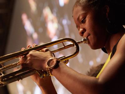 Student playing the trumpet