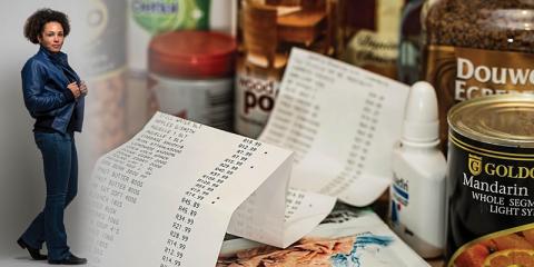 Pictured: Jazz Robertson with groceries and receipt