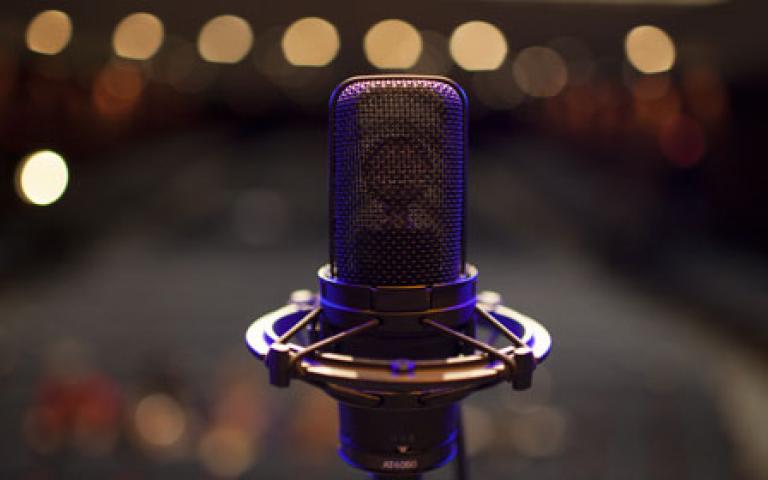 Close-up of a microphone